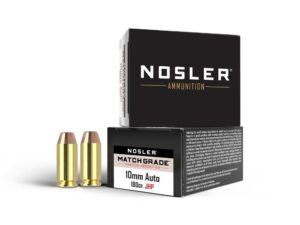 Nosler Match Grade  Handgun Ammuntion 10mm Auto 180gr JHP 1150 fps 20/ct