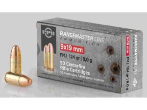 PPU Rangemaster Rifle Ammunition 9mm Luger 124gr FMJ 1263 fps 50/ct