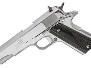 Iver Johnson Arms 1911A138CHRW 1911 A1 Government 70 Series 38 Super 9+1 5" Bright Polish Chrome Serrated Steel Slide & Frame w/Beavertail, Black Dual Textured Diamondwood Grip, Right Hand
