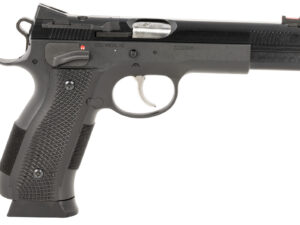 CZ-USA 91732 A01-SD  9mm Luger 19+1 4.93" Blued Match Grade Bull Barrel, Blued Optic Ready/Serrated Steel Slide, Blued Steel Frame w/Beavertail, Black Checkered Polymer Grip