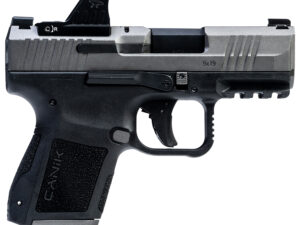 Canik  Mete MC9 Sports South Exclusive 9mm Luger 15+1/12+1 3.18" Black Tenifer Cerakote Optic Ready/Serrated Steel Slide, Tungsten Cerakote Polymer Frame w/Picatinny Rail, MeCanik M01 Red Dot