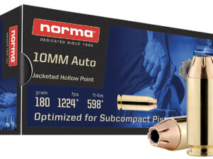Norma Ammunition 801109265   10mm 180gr Jacketed Hollow Point 50 Per Box/20 Case