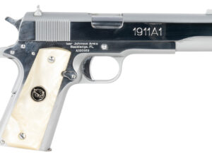 Iver Johnson Arms 1911A138CHRWP   38 Super 8+1 5" Stainless Steel Barrel, Bright Polish Chrome Serrated Stainless Steel Slide, Pearl Grips