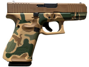 Glock PA195S204DHG G19 Gen5 Compact Frame 9mm Luger 15+1 4.02" Black GMB Barrel, Vintage Camo Brown cerakote Serrated Steel Slide, Camo Polymer Frame w/Picatinny Rail & Grip, Ambidextrous