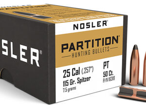 Nosler 16318 Partition  25Cal 115gr Spitzer 50/Box