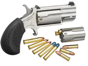North American Arms PUGDC Pug Conversion 22 LR/22 WMR 5 Shot 1" Stainless Steel Barrel, Stainless Steel Frame, Stainless Cylinder, Black Rubber Grip, Exposed Hammer, XS White Dot Sight