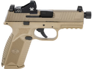 FN 66100845 509 Tactical 9mm Luger 17+1/24+1 4.50" Threaded Barrel, Flat Dark Earth Polymer Frame w/Mounting Rail, Optic Cut FDE Stainless Steel Slide, No Manual Safety, Includes Viper Red Dot