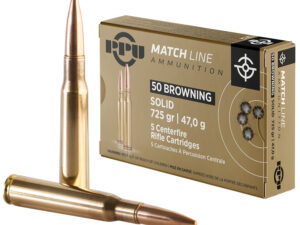 PPU PPM50 Match  50BMG 725gr Full Metal Jacket Solid 5 Per Box/20 Case