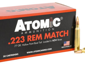 Atomic Ammunition 00427 Rifle Match 223Rem 77gr Hollow Point Boat Tail 50 Per Box/10 Case