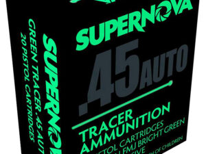 Supernova PMSN45ACG Green Tracer Non Corrosive 45 ACP 225 gr Full Metal Jacket 20 Per Box/ 50 Cs