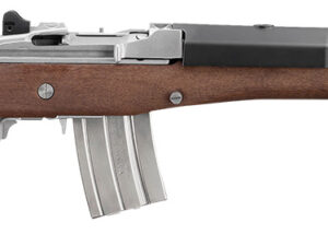 Ruger 5895 Mini-14  223 Rem/5.56 NATO 20+1 18.50" Matte Stainless Threaded Barrel, Matte Stainless Picatinny Rail  Receiver, Walnut/Stainless Wood Side Folding Side Folding Stock, Black Polymer Grip