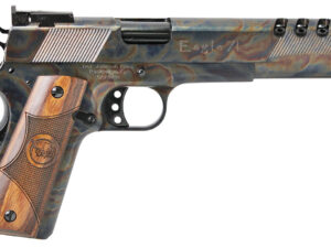 Iver Johnson Arms EAGLEXL10CC Eagle XL Full Size Frame 10mm Auto 8+1 6" Black Ported Barrel, Color Case Hardened Serrated Steel Slide & Frame w/Beavertail, Diamondwood Walnut w/Integrated Logo Grip
