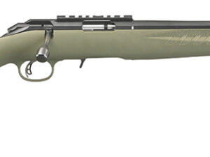 Ruger 8336 American Rimfire  Sports South Exclusive Full Size 17 HMR 9+1 18" Satin Blued Threaded Barrel, Blued Scope Rail Steel Receiver, OD Green Synthetic Adjustable Stock, Right Hand