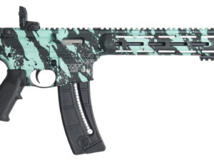 Smith & Wesson 12066 M&P15-22 Sport 22 LR Caliber with 25+1 Capacity, 16.50" Black Barrel, Overall Robin Egg Blue Platinum Finish & 6 Position CAR Stock Right Hand