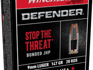 Winchester Ammo S9MMPDB1 Defender  9mmLuger 147gr Bonded Jacket Hollow Point 20 Per Box/10 Case