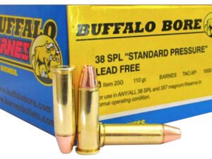 Buffalo Bore Ammunition 20G20 Standard Pressure Strictly Business 38Special 110gr Barnes TAC-XP Lead Free 20 Per Box/12 Case