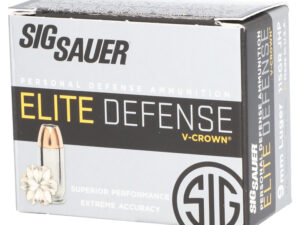 Sig Sauer E9MMA120 Elite Performance  9mmLuger 115gr V-Crown Jacketed Hollow Point 20 Per Box/10 Case