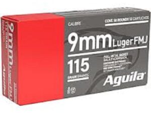 Aguila Handgun Ammunition 9mm Luger 115 gr FMJ 1150 fps 1000/ct Case