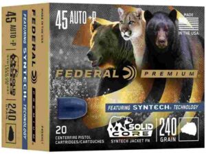 Federal Solid Core Handgun Ammunition .45 Auto(+P) 240 gr TSJ 20/ct