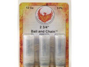 Phoenix Rising Ball & Chain Shotshells 2- 60 Cal Balls Connected with 6'' Cable 12ga 2-3/4" 1200 fps 3/ct