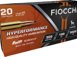 Fiocchi 300WMSCA Hyperformance  300WinMag 180gr Swift Scirocco II Boat Tail Spitzer 20 Per Box/10 Case