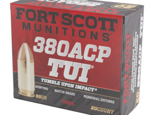 Fort Scott Munitions 380095SCV Tumble Upon Impact (TUI)  380ACP 95gr Solid Copper Spun 20 Per Box/25 Case
