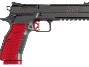 Dan Wesson 92013 DWX  9mm Luger 10+1 4.95" Black Match Grade Barrel, Black DLC Optics Ready Serrated Steel Slide, Black Aluminum Frame w/Beavertail & Picatinny Rail, Red Textured Aluminum Grip