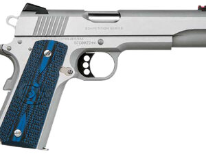 Colt Mfg O1072CCS Competition Government 9mm Luger 9+1 5" Stainless National Match Barrel, Stainless Steel Serrated Slide & Frame w/Beavertail, Checkered Blue G10 Grip, Ambidextrous