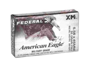 Federal American Eagle Rifle Ammunition 5.56mm 55gr FMJ 3165 fps 20/ct