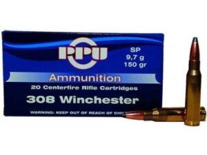 PPU Rifle Ammunition .308 Win 150 gr SP 2820 fps  20/ct