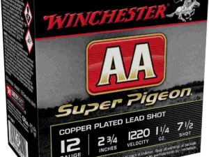 Winchester AA Super Pigeon Shotshells 12 ga 2-3/4" 1-1/4 oz 1220 fps #7.5 25/ct
