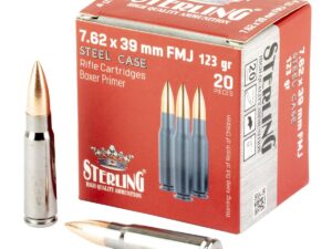 Sterling Exclusive Steel Cased 7.62x39 Rifle Ammo - 123 Grain | FMJ | 20rd Box