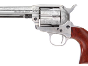 Taylors & Company 550926 1873 Cattleman 45 Colt (LC) Caliber with 4.75" Barrel, 6rd Capacity Cylinder, Overall White Floral Engraved Finish Steel & Walnut Grip