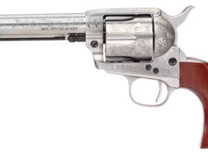 Taylors & Company 550929 1873 Cattleman 357 Mag Caliber with 5.50" Barrel, 6rd Capacity Cylinder, Overall White Floral Engraved Finish Steel & Walnut Grip