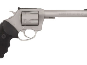 Charter Arms 73566 Mag Pug Target Extra Large 357 Mag, 6 Shot 6" Matte Stainless Steel Barrel, Cylinder & Frame w/Black Finger Grooved Rubber Grip