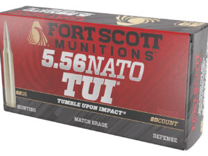 Fort Scott Munitions 556062SCV Tumble Upon Impact (TUI)  5.56x45mmNATO 62gr Solid Copper Spun 20 Per Box/25 Case