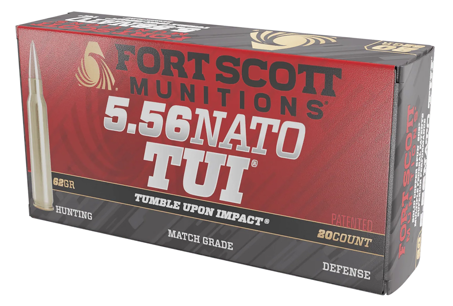 Fort Scott Munitions 556062SCV Tumble Upon Impact (TUI) 5.56x45mmNATO 62gr Solid Copper Spun 20 Per Box/25 Case