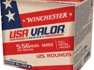 Winchester Ammo USA193125 USA Valor M193 5.56x45mmNATO 55gr Full Metal Jacket 125 Per Box/10 Case