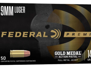 Federal GM9AP1 Gold Medal Centerfire Pistol 9mmLuger 147gr Full Metal Jacket 50 Per Box/10 Case
