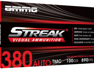 Ammo Inc 380100TMCSTRKRED50 Streak Visual (RED)  380ACP 100gr Total Metal Case 50 Per Box/20 Case