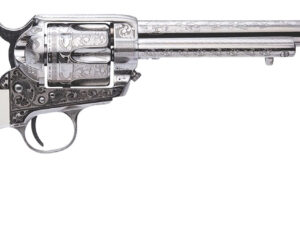 Cimarron PP415LNTRII Teddy Roosevelt Frontier 45 Colt (LC) 6 Shot 7.50" Nickel-Plated Engraved Barrel, Cylinder & Frame, White w/Laser Engraved "T.R." Grip