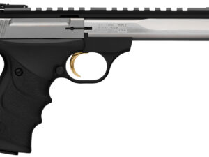 Browning 051507490 Buck Mark Contour 22 LR 10+1, 5.50" Polished Flats Contoured Barrel, Matte Stainless Serrated w/Picatinny Rail Slide, Matte Black Anodized Frame, Black URX Grip, Ambidextrous