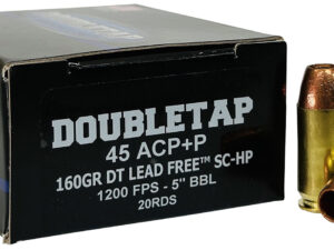 DoubleTap Ammunition 45A160XM   45ACP 160gr Lead Free Hollow Point 20 Per Box/50 Case