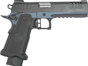 Great Lakes Firearms GL1911DS9FSSBLU 1911 DS Synergy 9mm Luger 20+1 5" Optic Cut/Serrated Cerakote Black Molded Grip Blue Titanium Frame