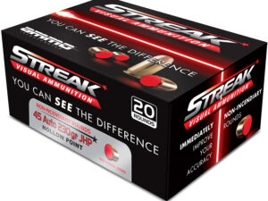 Ammo Inc 45230JHPSTRKRED Streak Visual (RED)  45ACP 230gr Jacketed Hollow Point 20 Per Box/10 Case
