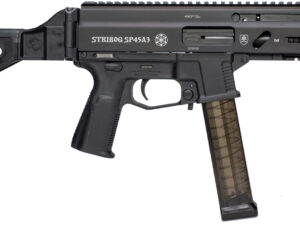 Grand Power 197892004824 SP45A3 Stribog 45 ACP 20+1 8" Black Threaded Barrel, Black Aluminum Picatinny Rail Receiver, Black SB Tactical Brace, Black Polymer Grip, Thread Protector