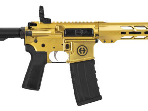 Hi-Point HP15P-556GOLD HP 15P 5.56 NATO 30+1 10.50" Black Threaded Barrel, Gold Aluminum Receiver w/Picatinny Rail, M-LOK Handguard, Blade Black Polymer Brace, Black B5 P Type 23 Grip