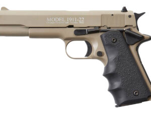 Chiappa Firearms 401120 1911-22  22 LR 10+1, 5" Black Steel Barrel, Tan Serrated Slide, Tan Aluminum Frame w/Beavertail, Black Hogue Rubber Finger Grooved Grip, Manual Thumb Safety, Right Hand