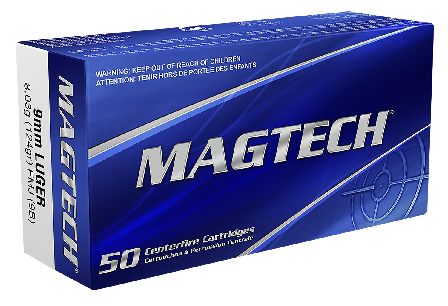 Magtech 9B Range/Training 9mmLuger 124gr Full Metal Jacket 50 Per Box/20 Case