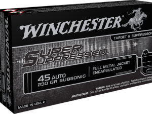 Winchester Ammo SUP45 Super Suppressed  45ACP Subsonic 230gr Encapsulated Full Metal Jacket 50 Per Box/10 Case